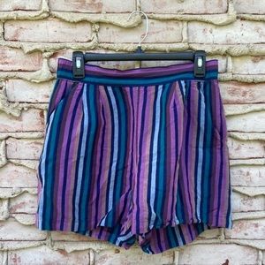 Multicolor Purple Striped Shorts